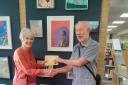 Vivienne Machell was presented with her prize money by Creative Royston secretary Carl Filby