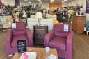 Furniture on sale inside the East Anglia’s Children’s Hospices shop at Meadowlands in March