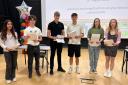 Students at Nene Park Academy celebrating their results.