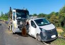 A lorry ploughed into the back of a van that had broken down in Peterborough on Friday (August 5).