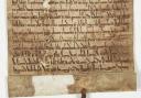 The original Huntingdon Borough charter from 1205 stored by Cambridgeshire County Council's archive department