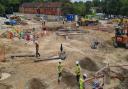 The construction site at Hinchingbrooke Hospital, Huntingdon, before the arrival of the tower crane.