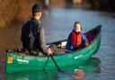 Anthony Gleave and Son Arthur (3) enjoy the A1101 by Canoe after flooding..
A1101, Welney
Sunday 27 December 2020. 
Picture by Terry Harris.