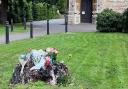 Flowers are being left at St Peter's Church in March.