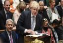 Steve Barclay (left) with Boris Johnson at PMQs in the Commons today