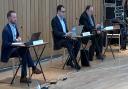 Cllr Josh Schumann (left)addressing combined authority board that awarded Viva Arts £325,000 conditional funding