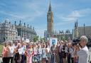 Anti-mesh campaigners outside the Houses of Parliament in 2017.