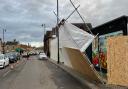 Police have closed Station Road in March amid Storm Dudley.