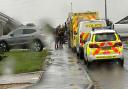 Police, fire and ambulance crews at the scene in Ancaster Way, Doddington.