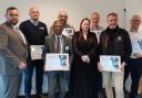 Fenland District Council's portfolio holder for Economic Growth Cllr Ian Benney (left) with representatives from businesses successful in securing a total of £190k in the first round of the Investment in Business grants.