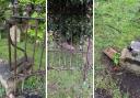 The damaged gates at St Wendreda's Church.