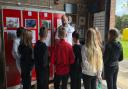 Joe Gacon, water safety and arson liaison officer at Cambridgeshire Fire and Rescue, talks to pupils about staying safe in water.