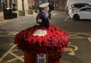 A knitted postbox-topper tribute for 2024's Remembrance Sunday