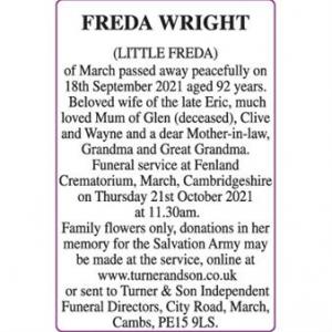 FREDA WRIGHT