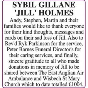 SYBIL GILLANE ‘JILL’ HOLMES