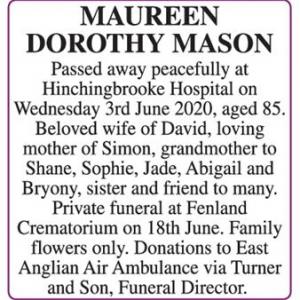 MAUREEN DOROTHY MASON