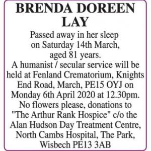 BRENDA DOREEN LAY