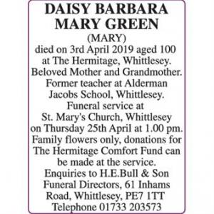 DAISY BARBARA MARY GREEN (MARY)