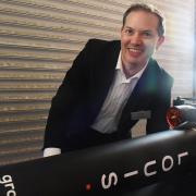 Rob Adlard, CEO of Gravitilab, with LOUIS, a microgravity research vehicle designed to test systems in a microgravity environment