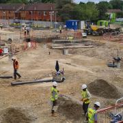 The construction site at Hinchingbrooke Hospital, Huntingdon, before the arrival of the tower crane.