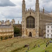 Wildflower meadow at King’s College, Cambridge harvested with help of Shire horses
. 

Kings College, Cambridge
Monday 02 August 2021. 
Picture by Terry Harris.