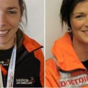 A Magpas crew was the first air ambulance team in the East of England to carry out a national inter-hospital transfer of a critically ill Covid-19 patient. Magpas doctors Becky Morris and Anne Booth.