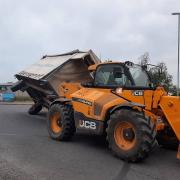 The trailer overturned near the Wisbech Road exit on the Peas Hill Roundabout in March on Monday (May 9).