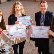 From left: TCA students Goda Rinkevicitue, Evelyn Anderson, teacher Dani Stevenson and Aristi Nicolau. Evie Crowson is not pictured.