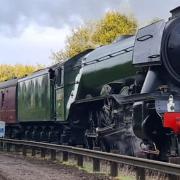 The Flying Scotsman was caught on camera as it sped through parts of the Cambridgeshire Fens.