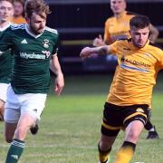 Jack Frohawk (right) grabbed three assists and scored once in March Town's 5-1 win over Kirkley & Pakefield in the Eastern Counties League Premier Division.