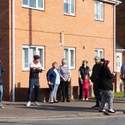 Protest outside Nisa in Victory Avenue by members of a community Facebook group following a police probe into a theft of money from a woman, 84, who used the store's cash machine.