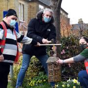 MP Steve Barclay met the Chatteris in Bloom team ahead of the 2021 RHS Britain in Bloom competition. Left to right: Nick Kirk, Steve Barclay, Tina Prior.