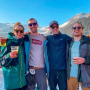 SkiYodl founder Oli Dannatt (second from right) with Alice Woodcock, Joe Englert (right) and Cahal Kane