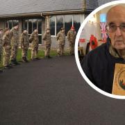 Cadets formed a guard of honour for Corporal Harold Noor (inset).