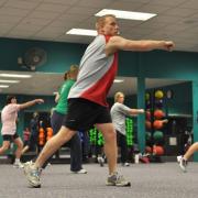 Stock image of a fitness class