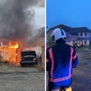 Fire crews at the scene of the blaze in Fen View, Doddington