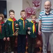 Chatteris Cub Scouts with The Gables care home resident Keith Jolly