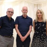 Mark Knight (centre) pictured with Cllr Alex Miscandlon and Cllr Elisabeth Sennitt-Clough at the Must Farm talk in Whittlesey last week.