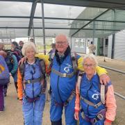 (L-R): Iona, Magnus and Caroline skydived at Chatteris Airfield.