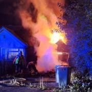 Flames erupting from the boat fire in Waterfields, Chatteris, on September 15.