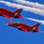 The Red Arrows flying over Ely, East Cambridgeshire.