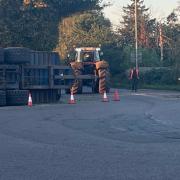 A tractor trailer overturned at the roundabout near Meadowlands retail park in March on October 11.