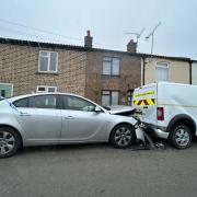 One of the cars that was involved in the collision in Newgate Street, Doddington, on in the early hours of Sunday November 10.