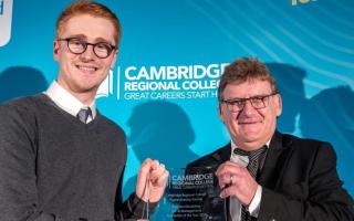 Business disciplines (HR & Management) Apprentice of the Year 2024 Fenland District Council’s Ross Potter with Mark Robertson Cambridge Regional College (CRC) principal.