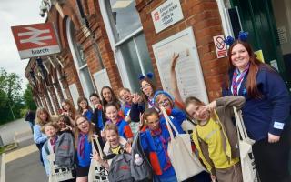 1st Doddington Guides and Brownies at March Station, during their ‘Try the Train’ trip hosted by the Hereward Community Rail Partnership.