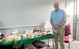 Peter James with some of the cakes at last year's Macmillan coffee morning in Wimblington