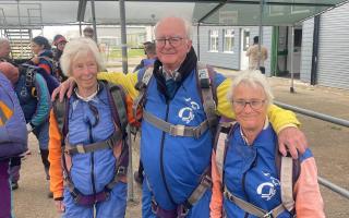 (L-R): Iona, Magnus and Caroline skydived at Chatteris Airfield.